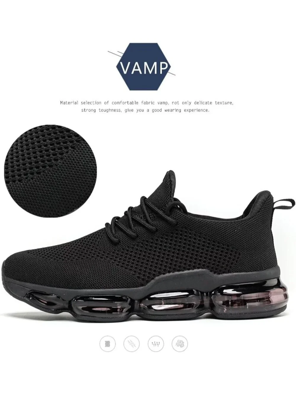 Men's Black Walking Shoes Casual Fashion Silp On Tennis Running Sneakers Comfort